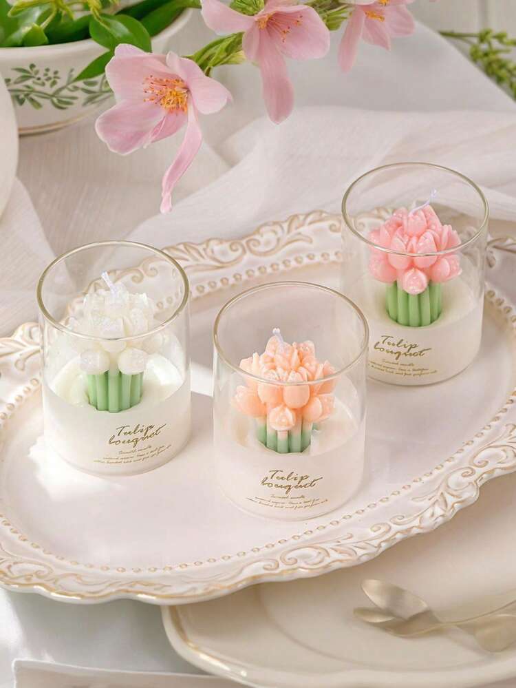 2pcs/1pc Tulip Shaped Scented Candle Gift Box, Decorative Candle To Create Ambiance, Suitable For Valentine's Day, Birthday, Wedding, Friendship, Graduation, Mother's Day, Lover's Gift - Multicolor - View 7
