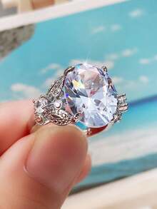 1 Chiếc nhẫn Cubic Zirconia thanh lịch dành cho nữ dùng để trang trí tiệc cưới, kỷ niệm ngày đính hôn, quà tặng ngày lễ tình nhân - 1 # - Xem 7