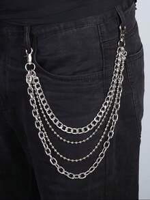 1pc Retro Fashion Punk Style Multi-Layer Chain Belt, Versatile Accessory Suitable For Men Daily Wear, Gift Idea For Boyfriend's Birthday - Multi-layer Trouser Chain - View 5