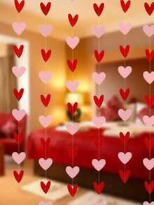 Rose Gold & Burgundy Valentine's Day Decor - Paper Heart Garland, Hanging Banner For Party, Engagement, Mother's Day, Wedding Anniversary, Bride, Birthday, Galentine's Day - Multicolor - View 7