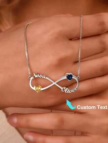 Custom Birthstone Infinity Name Necklace Personalized Couple Name Necklace Infinity Necklace With Two Names & Birthstones Christmas Birthday Gifts For Her Anniversary Gift - Multicolor - View 2