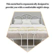 Metal  Four-Poster Canopy Bed Frame With Headboard And Footboard Sturdy Slatted Structure No Box Spring Needed - 白色 - 查看 6