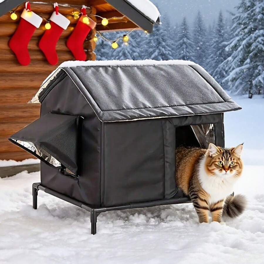 XL Heavy Duty Winter Outdoor Cat House And Small Dog Shelter - All-Weather Waterproof Oxford Cloth Pet Shelter With Windproof/Rainproof Roof, Spacious Insulated Design, Suitable For Indoor/Outdoor Use, Easy Assembly, Ventilation - Large Stray Pet House - XL - View 1