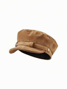 1pc Women's Suede Matte Metal Buckle Soft Top Smooth Skin-Friendly Versatile Fashionable Retro Casual Hat, Suitable For Street Photography And Commuting Outfits - Multicolor - View 5