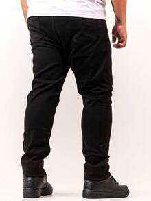 Men's Plus Size Traditional Straight Leg Jeans, Large Size, With Lycra, Cotton, Elastane, Denim, Light Blue, Dark Blue, And Black - màu đen - Xem 3