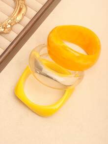 Bộ 3 vòng tay Acrylic màu vàng, vòng tay nhuộm tối giản thanh lịch, có thể đeo riêng hoặc xếp chồng, thích hợp đeo hàng ngày và đi nghỉ - Nhiều màu 12 - Xem 2