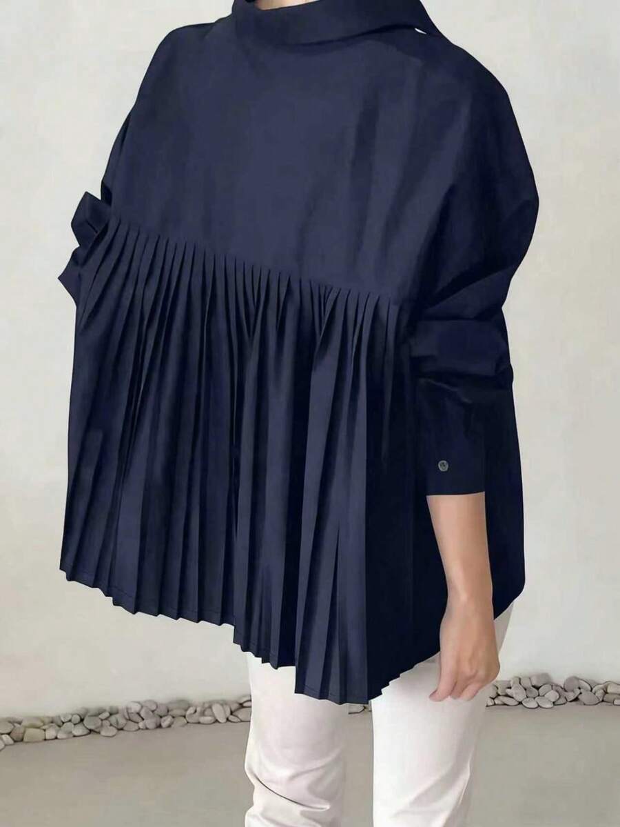 Áo sơ mi dài tay xếp ly dáng rộng thanh lịch ARDOR Holiday, kiểu dáng thoải mái thường ngày, áo sơ mi cổ xếp ly mùa xuân/hè, mẫu mới mùa xuân/hè 2025.