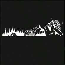 1 Stück Outdoor Abenteuer Camping Kompass Berg Großer Grafik Vinyl Aufkleber, wasserfester glänzender selbstklebender Aufkleber für Wohnmobil, Autokarosserie Dekoration, einfach anzubringen und zu entfernen SS015 - Verschiedenfarbig - Übersicht 9