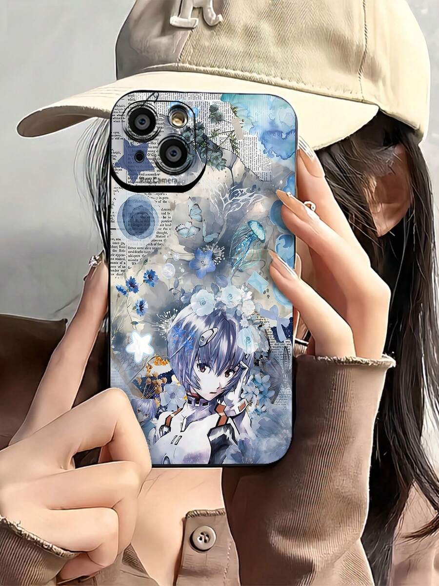 Funda para teléfono con diseño floral de chica anime, compatible con teléfonos , 17, 16 Pro Max, 15 Pro Max, 13 y 12. Fabricada en TPU para una protección resistente a golpes y caídas. Un regalo ideal para familiares, amigos, seres queridos, parejas y Navidad. - Negro - Ver 1
