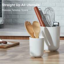 2pcs Ceramic Utensil Holders, 7.5"+5.5", Large Kitchen Countertop Organizers, Modern Decor For Spatulas, WhiteHome Decor, Party Storage, Christmas Storage, New Year Storage - 白色 - 查看 6