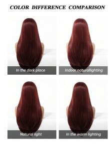 26 Inch Red Wig Straight No Bangs Natural Looking Red Synthetic Wigs For Women Cosplay Party New Year Wig