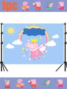 Peppa Pig 小猪佩奇主题卡通生日派对装饰品、节日派对拍照背景、小猪佩奇家横幅窗帘、派对活动、家庭聚餐装饰品 - 彩色 - 查看 14
