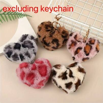 1 st. leopardmönstrad hjärtformad plyschdekoration - mjuk fluffig nyckelringsberlock för väskor, håraccessoarer, telefonskal och mer - slitstarkt tyg med leopardmönstrad design, söta nyckelringsaccessoarer, väskdekoration, lekfull design, leopardmönstrad hjärtformad nyckelringshänge för par och familjer, alla hjärtans dag-presenthänge