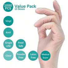 100pcs PE Disposable Gloves, Transparent  Material, Thin And Lightweight Design, Comfortable Fit For Daily Kitchen Use, Dishwashing, Vegetable Washing, And General Household Cleaning - 透明色 - 查看 3