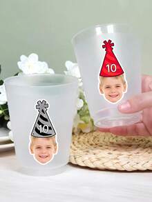 12/24/40pc Custom Face Photo Birthday Hat Stickers - Personalized Photo And Age Birthday Stickers,Customized Face Stickers, Birthday Decorations, Personalized Face Stickers, Face Birthday Stickers,Faces Stickers,Personalized Gifts,Customized Christmas Gifts,Christmas - Multicolor - View 3
