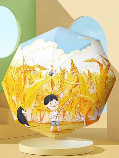 Manual Fruit Umbrella, Sun Protection Umbrella, Children/Women's Dual Use Rainproof/UV Protection Sunshade Umbrella