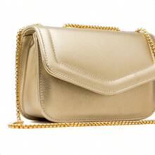 Basic Minimalist Metallic Crossbody Bag For Summer Parties. - Dorado - View 3