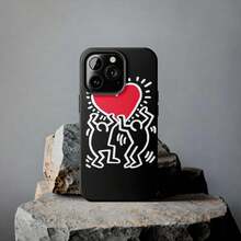 High-Quality Keith Haring Artwork Phone Cover - Compatible With IPhone 11/12/13/14/15/16/17Pro, Shockproof, Creative Handpainted Design, Gift For Girlfriend, Waterproof, Anti-Fall, Scratch Resistant - Black - View 2