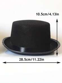 黑色迷你高顶礼帽，成人化装舞会配饰 - 黑色 - 查看 13