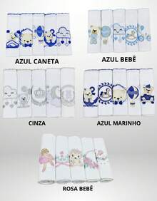 Set Of 5 Double-Layer Cloth Diapers With 100% Cotton Trim For Girls And Boys - Màu xanh hải quân - Xem 3