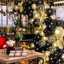 142Pcs Black And Gold Balloons Garland Arch Kit With Black Gold Confetti Balloons For Happy New Year Decorations 2026 Birthday Graduation Party Supplies - Multicolor - View 4