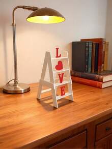 1pc Handmade Love Letter Ladder Ornament – Wooden & Acrylic Tabletop Decor | For Valentine's Day/Weddings, Home (Living Room/Bedroom/Kitchen) & Office Desk Decor - Multicolor - View 2