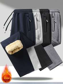 1 chiếc quần dài nam dày dặn chất liệu nỉ, thích hợp cho hoạt động ngoài trời, leo núi, thể thao, dáng ống thẳng, mùa thu/đông. - Màu Xám nhạt - Xem 6