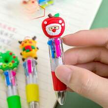 2pcs-Christmas Multicolor Ballpoint Pens, Christmas Ballpoint Pens, Creative Cute Christmas Neutral Pens, Vibrant Assorted Colors With Santa, Reindeer & Snowman Toppers, Retractable 4-Color Ink, Durable ABS Body, Ideal For Holiday Journaling & Gift Giving, Holiday Party SchoolSupplies StudentsRewards Christmas Gifts Christmas Stationery Gift Water Pen Christmas(Random Pattern) - Random - View 4