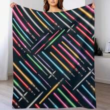 Lightsabers Throw Blanket Blankets For  Beautifuls Comforter Warm Winter Blankets - màu đen - Xem 5
