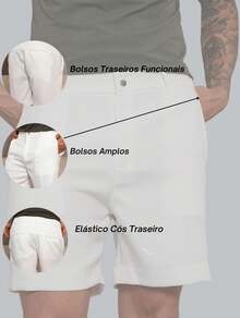 Men's Tailored Bermuda Shorts Kit, Preppy, Casual, Elegant - 白沙 - 查看 5