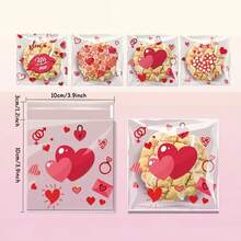 100pcs Heart Print Gift Bags, Happy Valentine's Day Gift Packaging Bags With Self-Adhesive - Suitable For Events, Parties, Weddings, Engagements, Anniversaries, Valentine's Day - Multicolor - View 7