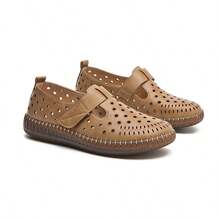Meijile Women's Leather Shoes With Perforations For Comfort And Casual Style In White, Black And Brown 224 - 棕色的 - 查看 8