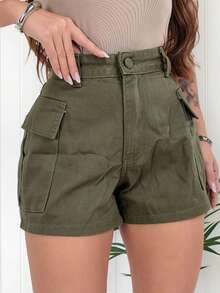 MILLE MODAS WOMEN'S CARGO JEANS SHORTS - xanh quân đội - Xem 1