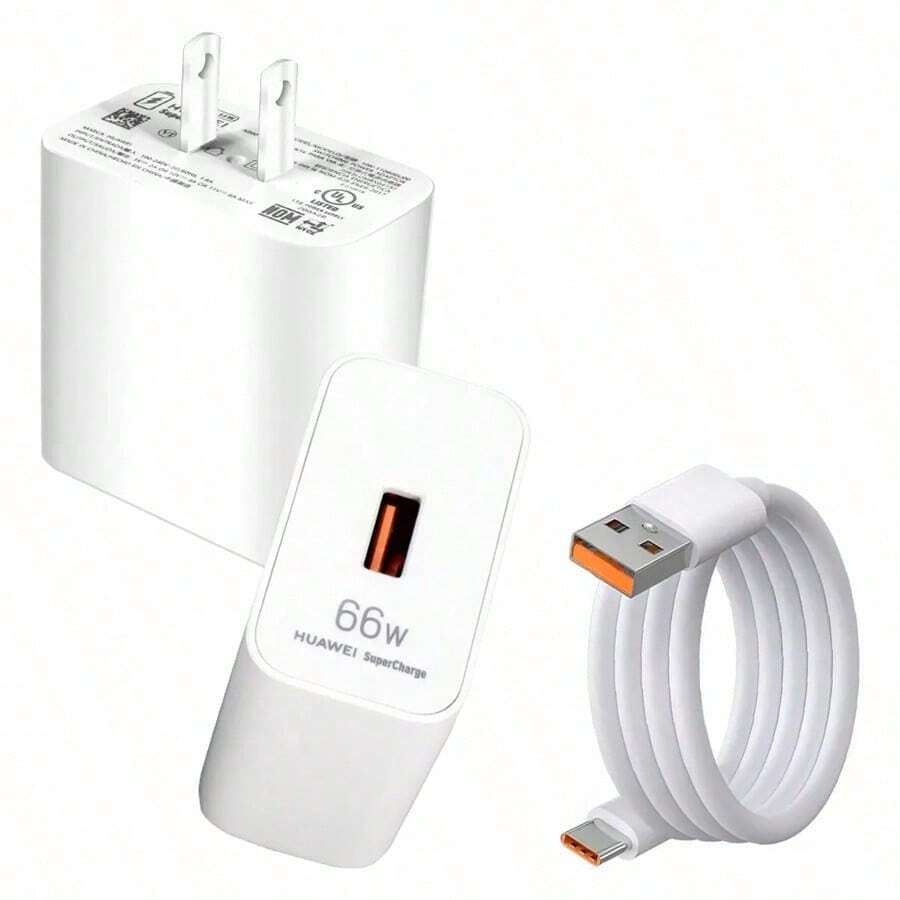 Cargador Super Rápido de 66W con Cable Tipo C para Carga Instantánea HUAWE - Tipo de Enchufe A USA (110-127V) - Ver 1