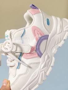 儿童运动鞋，女童真皮魔术贴多功能休闲厚底运动鞋，中童及大童轻便跑步鞋，婴儿软底幼儿鞋 - 粉色 - 查看 9