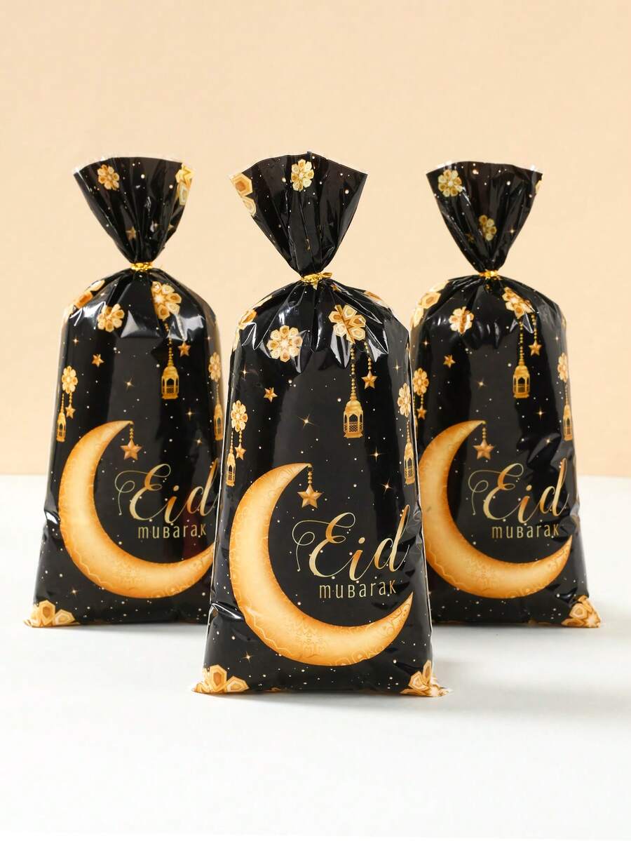 100 túi quà Eid Mubarak màu đen và vàng, có kẹp vàng, họa tiết đèn lồng trăng sao, túi đựng kẹo, túi quà tặng tiệc Eid, lời chúc Eid, túi cảm ơn Eid, Eid Mubarak, đồ trang trí Eid, túi thủ công tự làm Eid, túi đựng đồ nướng Eid, đồ dùng tiệc Eid, trang trí phòng Eid, trang trí nhà Eid, quà tặng tiệc. - ngôi sao và mặt trăng vàng đen - Xem 1