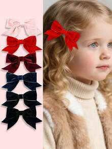 Set de 2/6 agrafe de păr din catifea, cleme laterale și superioare drăguțe și elegante, potrivite pentru spatele capului, simple și versatile, fundă roșie, accesoriu de păr pentru fete, potrivite pentru uz zilnic