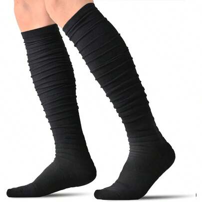 1 par de calcetines de fútbol/fútbol extra largos, calcetines deportivos para hombres, calcetines extra altos hasta la rodilla - Calcetines deportivos plegados manualmente para exteriores