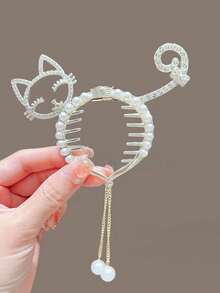 1 agrafă de păr cu coadă de cal cu ciucure de perle pentru fete, agrafe de pisică, agrafe de urechi de iepure, aripi de înger de zână, agrafe de păr cu coadă de pește, accesorii pentru cap, potrivite pentru purtare zilnică și de festival.