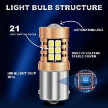 TOAUTO 2Pcs P21W Led 1156 T20 W21/5W 7443 P21/5W 3157 1200LM W21W Car Bulb 7440 BA15S BAY15D PY21W Auto DRL Light 1157 White 12V Lamp