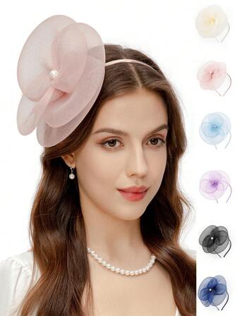 1 Stück Blumen Kentucky Derby Fascinator Teeparty Hut Mesh Feder Haarclip Fascinator Kopfschmuck für Hochzeit Cocktail
