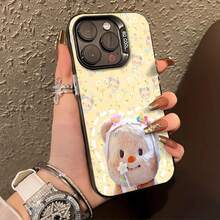Funda para teléfono con adorable osito y estampado floral, compatible con teléfonos ,  17,  16 Pro Max,  15 Pro Max,  13 y  12. Fabricada en TPU, ofrece protección contra golpes y caídas. Un regalo perfecto para niños, cumpleaños, baby showers y ocasiones especiales. - Negro - Ver 1