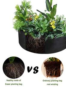 90*30cm Garden Flower Growing Bag Fabric Raised Planting Bed Bag Planter Pot With Handles Planting Pots For Herb Vegetable Plants Round - Black - View 4