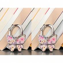 1 pieza Gancho plegable con forma de mariposa, se puede usar como colgador de billetera, adecuado para escritorios, mesas, oficina en casa - Blanco - Ver 12