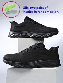 2024 New Arrival Plus Size Men's Sports Casual Sneakers, Mesh Fabric, Breathable & Durable Road Running Shoes - Black - View 11
