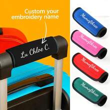 1-10pcs Customized Neoprene Luggage Handle Covers, Personalized Suitcase Handle Protectors, Trolley Grip Covers, Stroller Handlebar Sleeves, Customized Luggage Handle Wraps To Prevent Mistaken Airport Pickup, Customized Travel Group Slogan - Multicolor - View 2