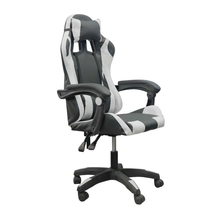 DASCK - Silla Gaming Blanca Ergonómica Reclinable con Cojín Lumbar y Cervical | Altura Ajustable 200kg | Oficina y Juego - Blanco y Negro - Ver 1