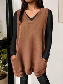 Plus Size Commuting Solid Color Sweatshirt Vest