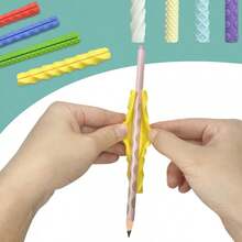 4pcs Textured Silicone Pencil Grips, Sensory Pen Sleeves For Stress Relief, Suitable For Office, Drawing, Writing To Alleviate Pressure - Multicolor - View 4