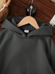 Young Boy Cartoon Pattern Warm Sweatshirt - Dark Grey - View 3